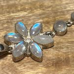 Sterling Silver Vintage Natural Moonstone Flower Dangle 925  Pendant Photo 4
