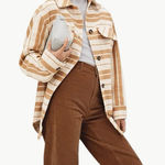 Everlane Oversized Plaid Button Front Cotton Shirt Jacket | Sz Small | Camel Tan Photo 0