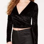 Planet Gold NWOT Black Velvet Faux Wrap Top Blouse Photo 0