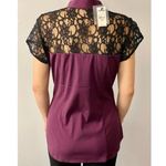 EXPRESS Maroon Burgundy Black Lace goth Top Career Work Blouse size XS Photo 1
