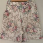 Vintage 90s High Rise Floral Print Pleated Coastal Cottage Core Mom Shorts Size L Photo 1