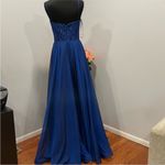 La Femme  Prom Dress 28664 Blue Embroidered Bodice Gown 6 Photo 4