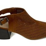 Loft  Brown Laser Cut Textile Open Toe Ankle Strap Heels Photo 0