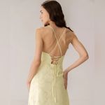 Rihoas Yellow Jacquard Corset Slip Maxi Dress Size XS Photo 5