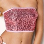 Victoria's Secret  Pink Sequin Longline Bandeau Tube Top Bralette Photo 0
