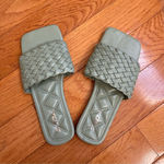 Soda  Green Summer Flat woven Sandals Mules slides trendy faux leather Sz 7.5 Photo 2