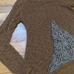 boho Brown knitted lace long sleeve top Photo 4