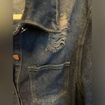 Women’s Jean Jacket distressed denim rhinestone Rise design on back Size M NWOT Blue Size M Photo 6