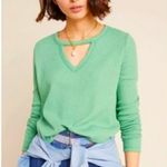 Anthropologie , green T.La Nadia cut out neck waffle knit long sleeve top. Photo 1