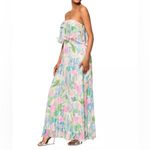 AQUA  Formal Women’s Printed Pleated Strapless Dress Sz 8 Photo 2