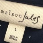 Maison Jules Mandarin Collar Blue & White Micro Polka Dot Shift Dress Photo 13