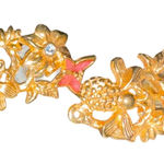 New Gold plated Floral Earrings with Rhinestones Photo 0
