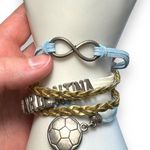 Womens Multi Strand Argentina Forever Soccer Futbol Bracelet Blue Gold White Photo 2
