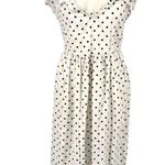 Boohoo Polka Dot Ruffle Midi Dress Open Back Tie Detail White Black Size 8 NWT Photo 0