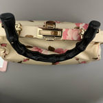 Banana Republic  Floral Satin Bamboo Handle Clutch Purse Gold Frame Photo 1