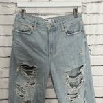 Bershka Straight Leg Boyfriend Jeans Light Wash High Rise Women’s 26 Raw Hem Y2K Photo 4