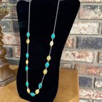 Banana Republic  yellow and green cabochon gold tone necklace Photo 2