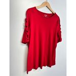 kim rogers  Shirt Womens Extra Large Red Crisscross Sleeves Pullover Casual Photo 4