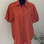 D.D.Collection 100% Linen Button Down Shirt.‎ Size Medium. Burnt Orange. Orange Photo 0