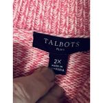 Talbots  Women’s Plus Size 2X Pink Cable Knit Cotton Sweater Mock Neck Stretch Photo 12