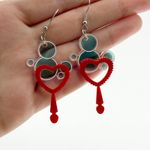 Bubble and Wand Earrings, Unique Earrings, Summer Earrings, Whimsical Earrings Red Photo 1