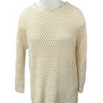 Anrabess Cream White Crochet Open Knit Long Sleeve Swim Cover Up Sweater Top XL Photo 0