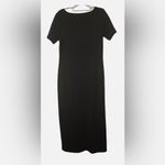 Liz Claiborne Black Sleeveless Sheath Dress Midi Crew Neck Photo 1