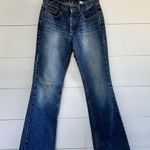 BCBG Maxazria Y2K Boot Cut Flare Distressed Jeans Size 3/4R Blue Photo 0