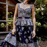 Hunter Bell  NYC
Lacey Floral Peplum Midi Dress Photo 0