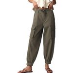 Anthropologie Pilcro Ditsy Embroidered Cargo Pants Basil Green Size L NEW Photo 2