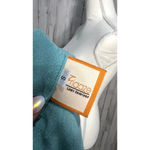 Fridaze‎ Women's Small Teal 3/4 Sleeve Roll Tab Sleeve Linen Button Photo 4