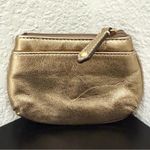 Coach Metallic Gold Leather Horse Carriage Logo Small Coin Purse Wallet Photo 4