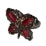 Antique South Western Coral Stone Butterfly Ring size 7.5 Red Photo 3