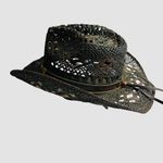Tonpsom Woven Straw Cowboy Hat One Size Brown Western Leather Band Photo 3