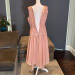 Women’s Pink Chiffon Dress Floral Detail ZipUpBack Matching Jacket Size 24W/26W Photo 9