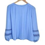 Ann Taylor petite blue balloon sleeve eyelet long sleeve dress blouse top small Photo 0