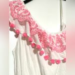 Lilly Pulitzer  Idara Resort White Pink Pom Pon One Shoulder Top Ruffle XL Photo 4