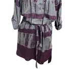 Tuckernuck  Antik Batik Belted Shirt Dress Women’s Large Purple Gray Tie Dye Photo 3