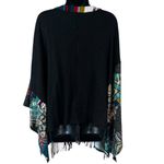 RADZOLI Tribal Print Patchwork Style Poncho Black Size L Photo 8