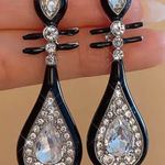 NWOT Elegant New Chinese Styles Earrings Fritillary Lutes Black Photo 0