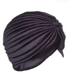 None Black Headpiece/Turban Pleated Hat Photo 2