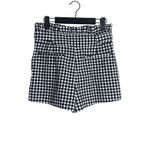 ZARA Paperbag Checker Tie Shorts Hi Waist Ruffles Side Zip Pockets S Black White Photo 4