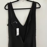 White House | Black Market NWT WHBM Jumpsuit Shirred Shoulder Black Matte Jersey LP Women's Large Petite Photo 10