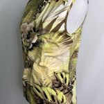 Apriori Golden Yellow Tan & Green Tropical Floral High Neck Sleeveless Top 10 Photo 5