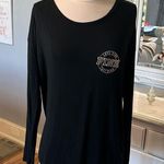 PINK - Victoria's Secret PINK Long Sleeve Black Knit Top Oversized Small Comfy Soft Shirt Photo 4