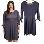 GILLI Blue/Red Houndstooth Tie Sleeve Knit Mini Dress SMALL Blue Photo 1