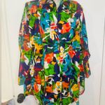 Oscar de la Renta Vintage Swimwear Tropical Floral Cover Up Size Medium 80’s Photo 0