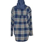 American Eagle Womens Blue Plaid Hooded Button Up Long Sleeve Oversized Top M‎ Size M Photo 3