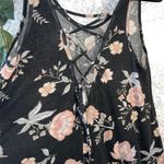 Urban Girl Black Crisis Cross Floral Top Size Medium Flowy Sleeveless cami Photo 2
