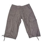 Garnet Hill Brown Wide Leg Linen Cargo Capri Pants size 10 Photo 0